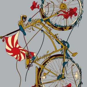 Cycling Fish, Dr Seuss, 16x20 Stret..