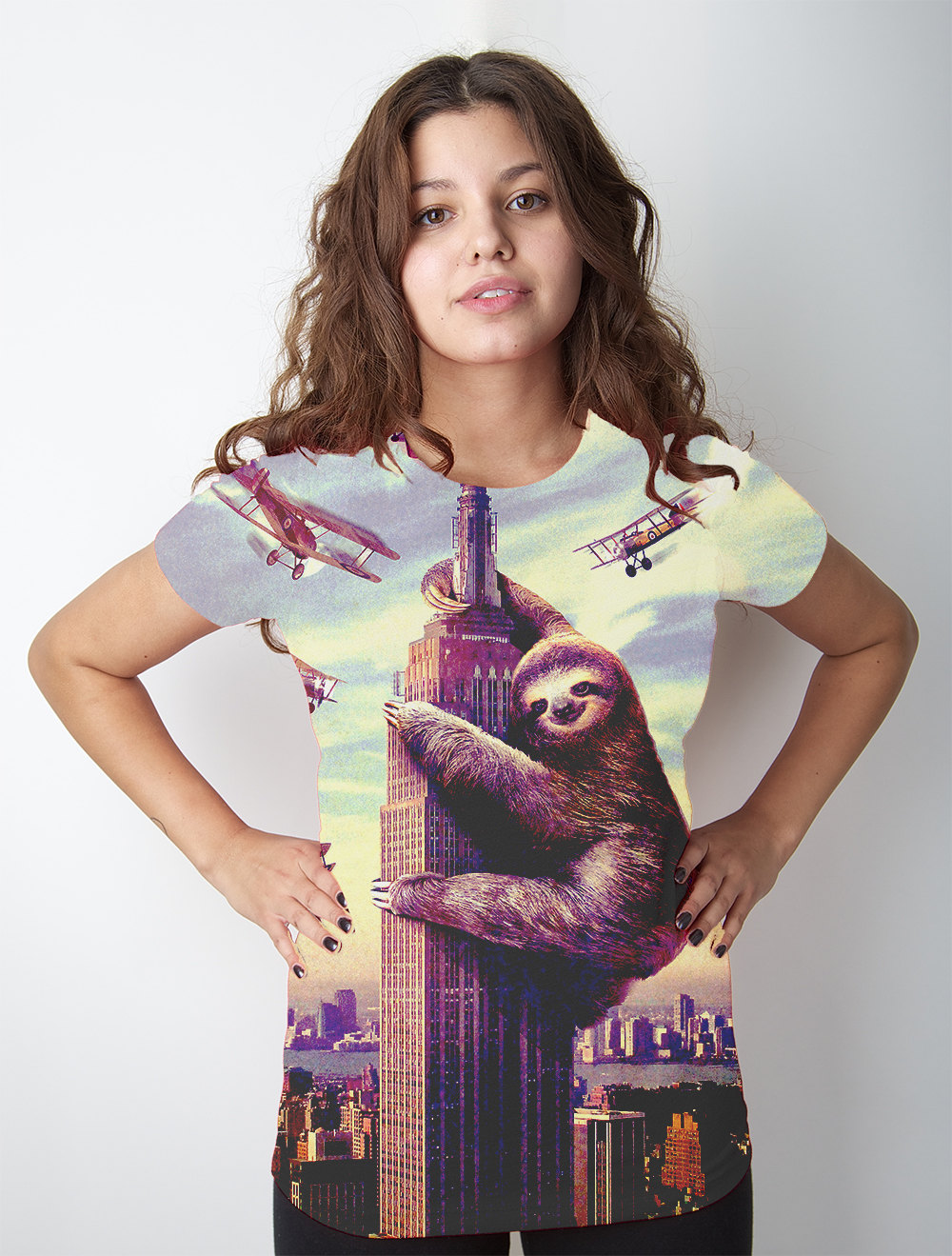 Sloth, Empire State Building, Slothzilla, Women's Tee, Sloth shirt, Available S M L XL 2XL