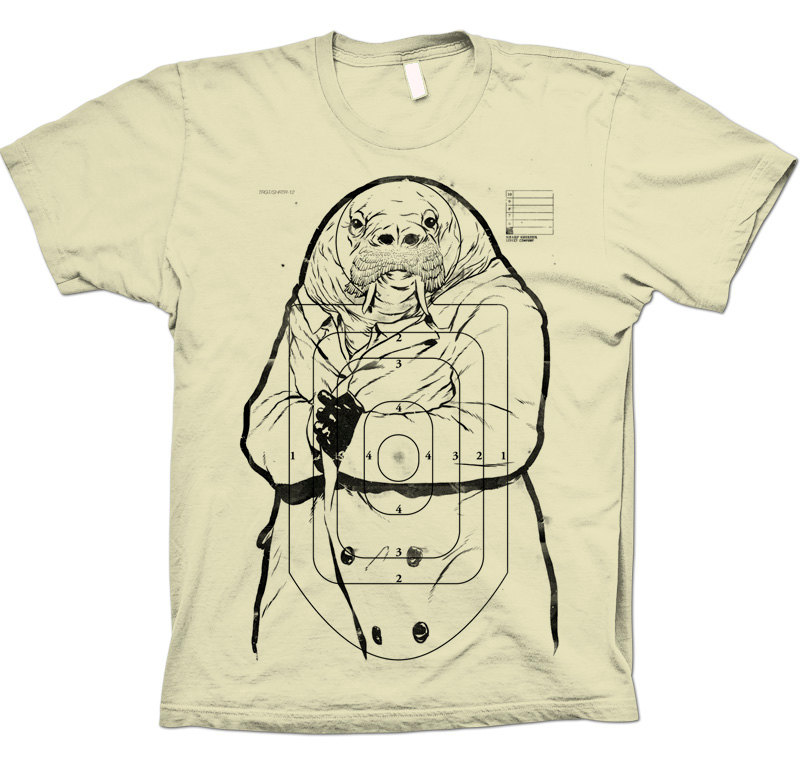 Walrus t-shirt, mustache, Sketchy Walrus, Available S M XL 2XL