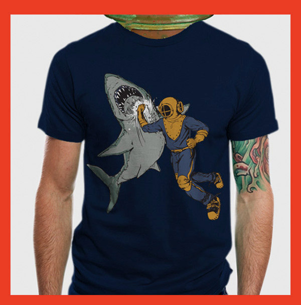 Shark t-shirt, shark tee, Unisex, American Apparel, navy, Available S M L XL 2XL