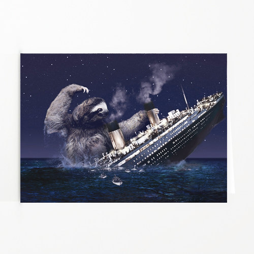 Sloth, Slothzilla, Titanic, 3-Pack of Stationary Cards with Matching Envelope