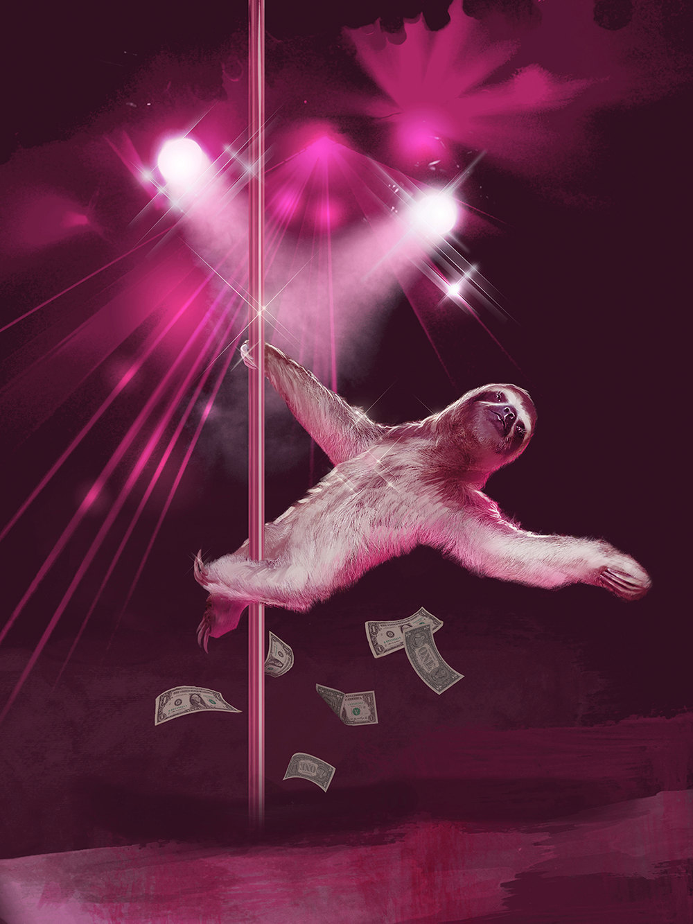 Stripper Sloth, Slothzilla, 3 Pack, Birthday Card, Greeting Cards, Matching Envelopes Included