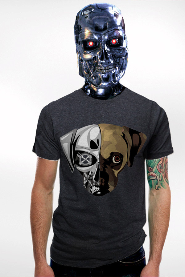 Puginator Mens Dog t-shirt Charcoal S M L XL 2XL