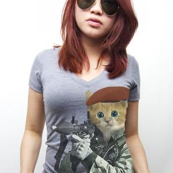 G.I. Kitty Cat t-shirt Heathered Grey S M L XL 2XL